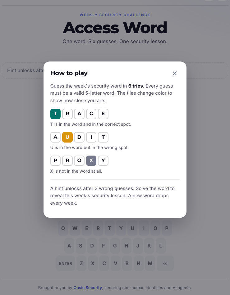 Access Word: a Wordle-style weekly security challenge with a how-to-play guide